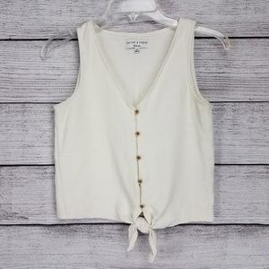 Madewell Texture & Thread XS Cropped Tank Top Tie